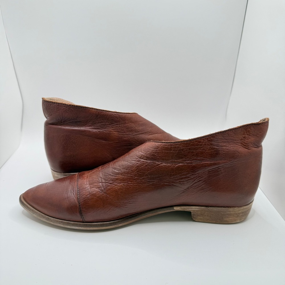 Free People Royale Flat Brown Leather Pointed Toe DOrsay Slip On Shoes 41 - Picture 6 of 10